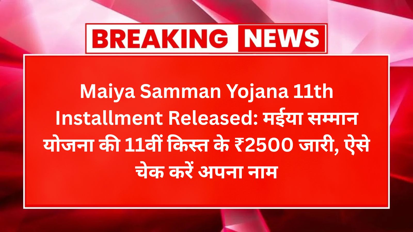 Maiya Samman Yojana 11th Installment Released
